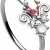 Pierced Owl Pierced Owl 20Ga Stainless Steel Iridescent Victorian Style Cz Crystal Bendable Nose Ring | Body Piercing Rings