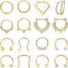 Besteel Besteel Hypoallergenic Septum Rings 16G 8Mm Surgical Steel Clicker Nose Rings Hoops Set Small Lip Cartilage Helix Daith Piercing Jewelry For Women Men 16 Pcs Gold Silver Black | Body Piercing Rings