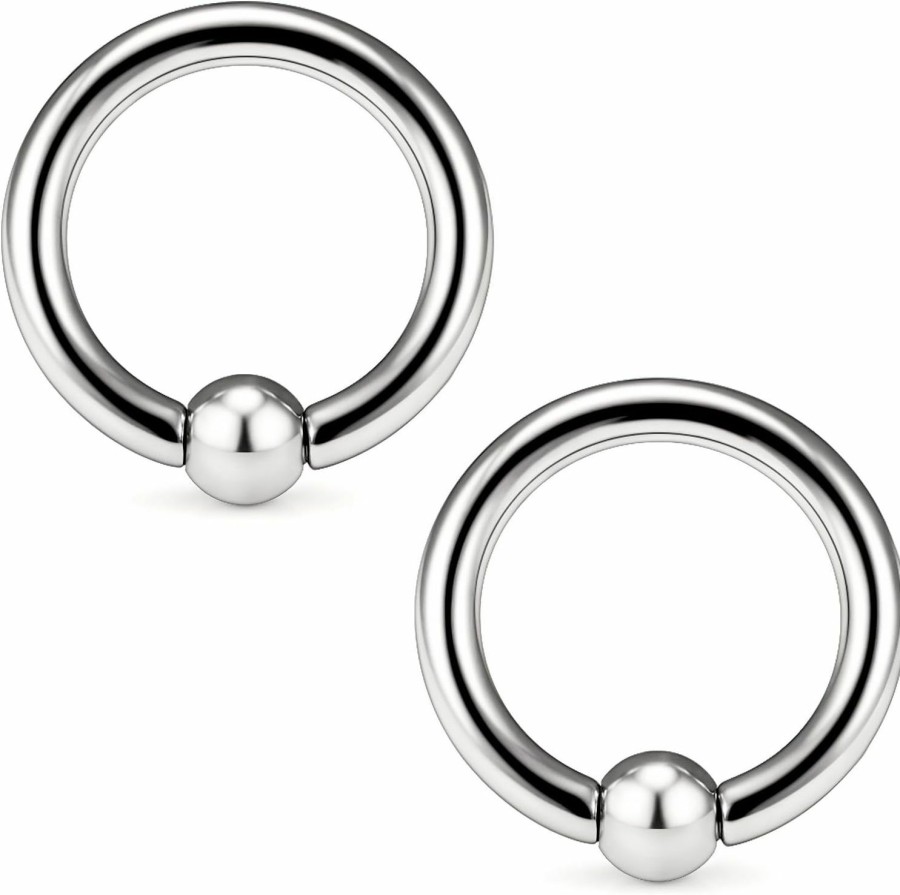 Ftovosyo Ftovosyo G23 Titanium Pa Ring Captive Bead Rings Spring Action Bcr Ball Rings 00G 0G 2G 4G 6G 8G 12G Pierced Body Jewelry For Women 2Pcs 12-19Mm | Body Piercing Rings