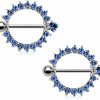 Dynamique Dynamique 14G Pair Of Gem Set Barbell Nipple Shields | Body Piercing Rings