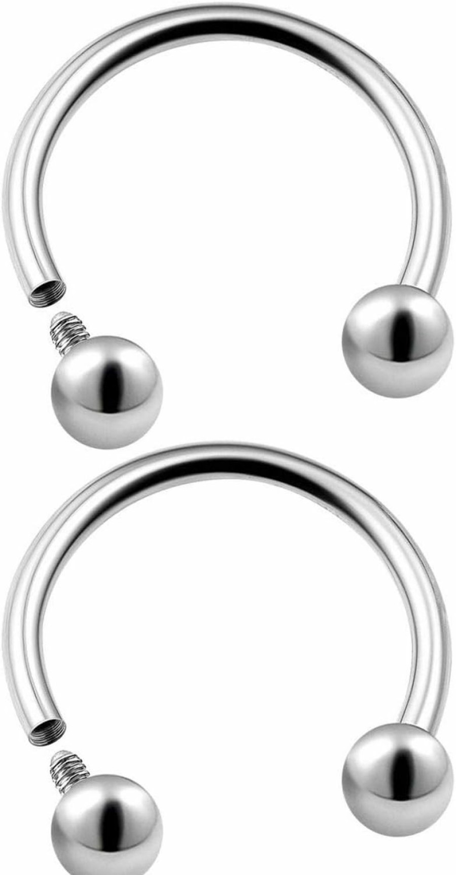 BanaVega Viujuh 2Pcs Surgical Steel Internally Threaded Horseshoe Earrings 16G 3/8 10Mm 3Mm Ball Lobe Earrings Tragus Piercing Jewelry 2266 (10Mm) | Body Piercing Rings