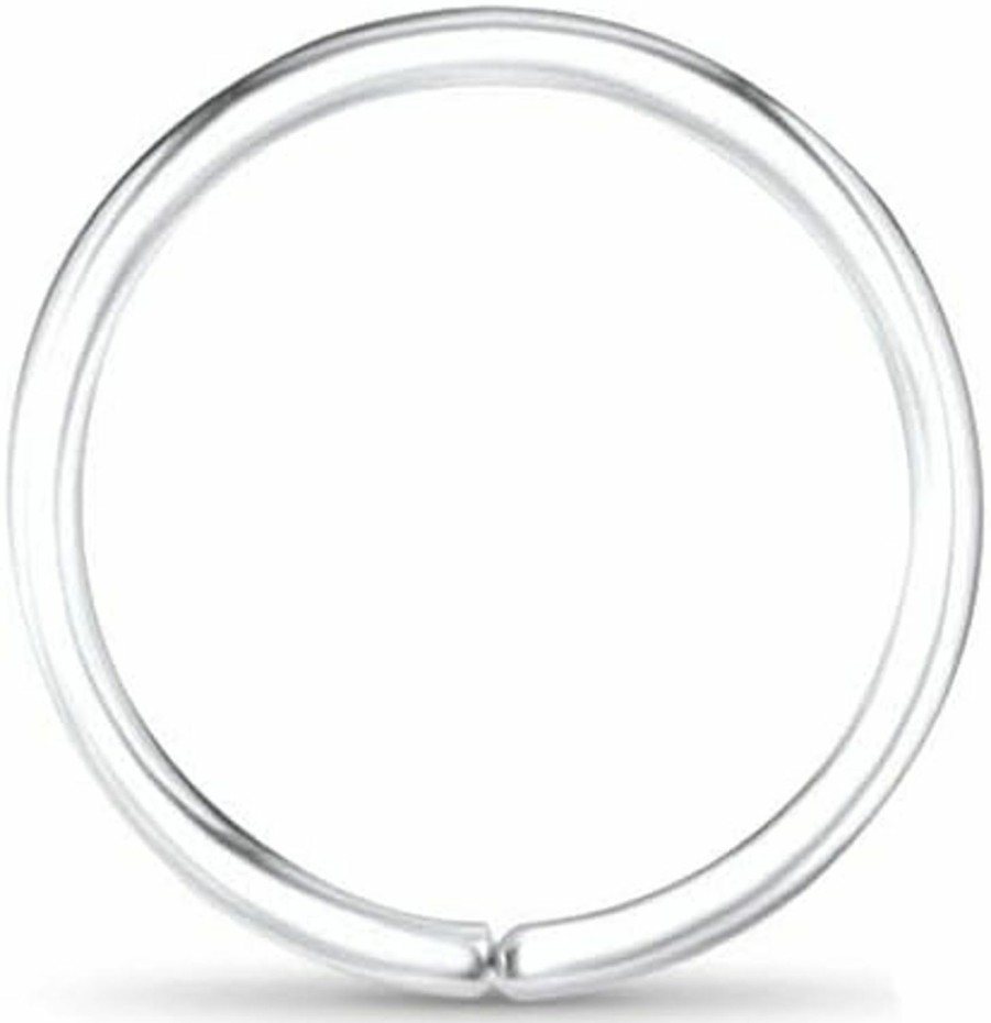 Nose Ring Bling 14K White Gold Nose Hoops Seamless Nose Rings 1/4\" 9/32\" 5/16\" 3/8\" 22G 20G 18G | Body Piercing Rings