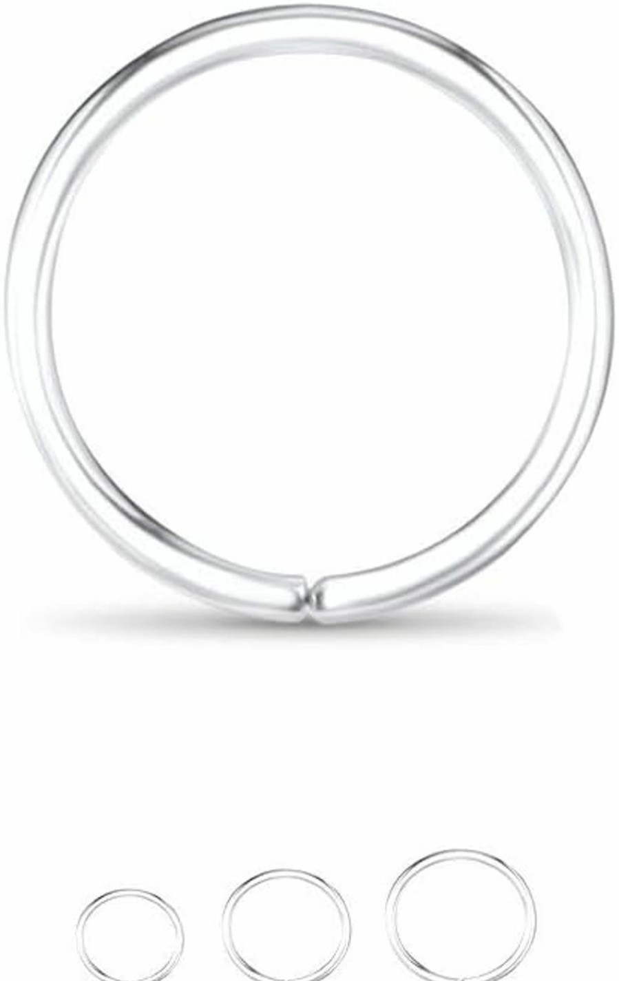 Nose Ring Bling 14K White Gold Nose Hoops Seamless Nose Rings 1/4\" 9/32\" 5/16\" 3/8\" 22G 20G 18G | Body Piercing Rings