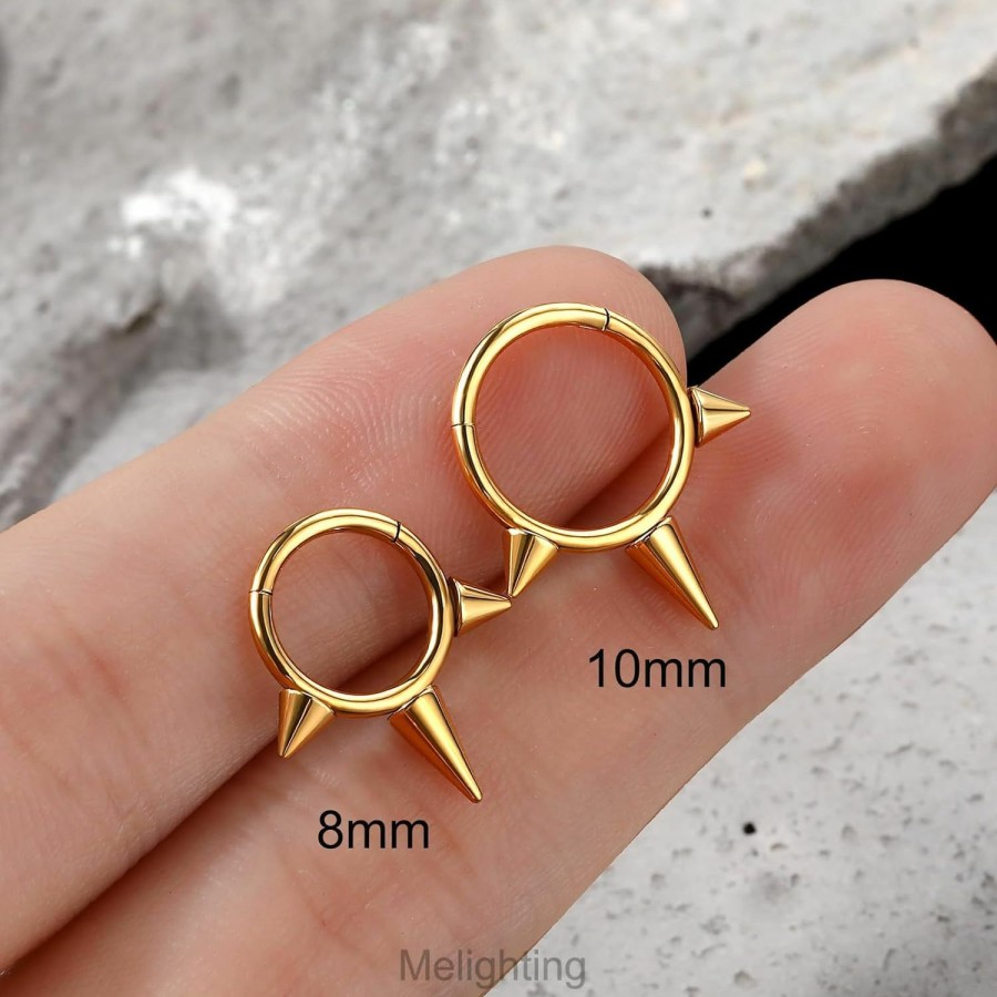 Melighting Melighting Spike Septum Ring 16G Septum Jewelry Hoop Stainless Steel 316L Cartilage Earring Hinged Spike Daith Piercing Jewelry For Women | Body Piercing Rings