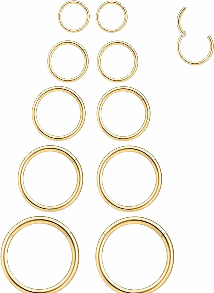 LEE&RO Lee&Ro 16G 6Mm 7Mm 8Mm 9Mm 10Mm Hinged Clicker Septum Rings 16G Nose Hoop Tragus Helix Cartilage Hoop Earrings | Body Piercing Rings