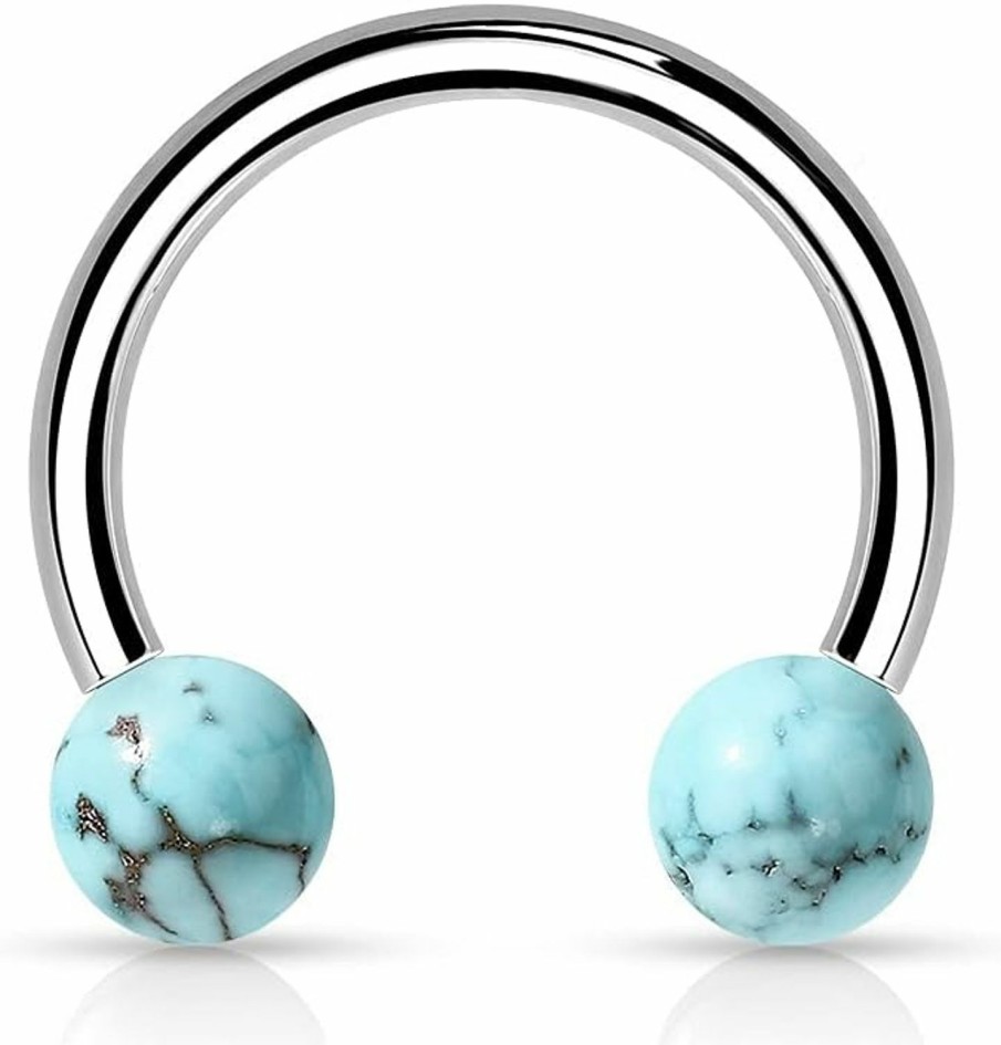 Amelia Fashion Amelia Fashion 16 Gauge Synthetic Turquoise Internally Threaded 316L Surgical Steel Horseshoe | Body Piercing Rings