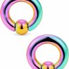 Ftovosyo Ftovosyo Pa Rings Captive Bead Rings Spring Action Cbr Monster Screwball Rings Large Septum Ring Ear Gauges Earrings 2G 4G 6G 8G 316L Surgical Steel Pierced Body Jewelry For Women Men 2Pcs | Body Piercing Rings