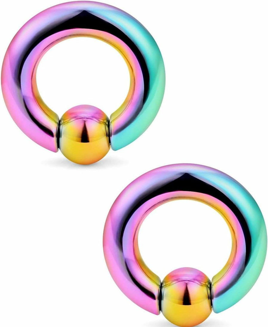 Ftovosyo Ftovosyo Pa Rings Captive Bead Rings Spring Action Cbr Monster Screwball Rings Large Septum Ring Ear Gauges Earrings 2G 4G 6G 8G 316L Surgical Steel Pierced Body Jewelry For Women Men 2Pcs | Body Piercing Rings