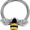 NewZenro Cz Bee Colorful Nose Ring 16G Septum Rings Clicker Stainless Steel Daith Cartilage Rook Tragus Sleeper Tiny Small Hoop Earrings Cute Segment Ring Hinged Helix Mini Conch Huggie Hoops Cute Animal Piercing Body Jewelry Gifts 1 Pc 10Mm | Body Piercing Rings