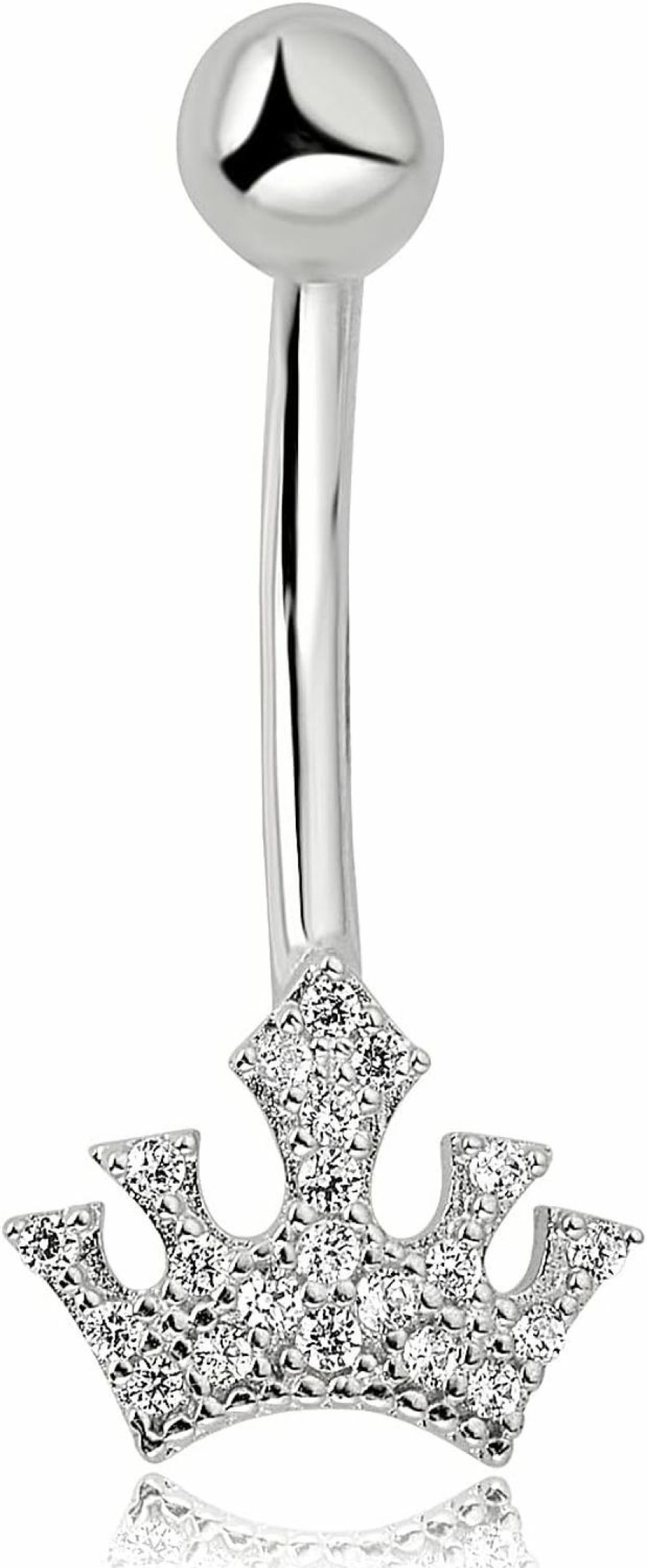 AVORA Avora 10K Gold Simulated Diamond Cz Tiara Belly Button Ring Body Jewelry (14 Gauge) | Body Piercing Rings