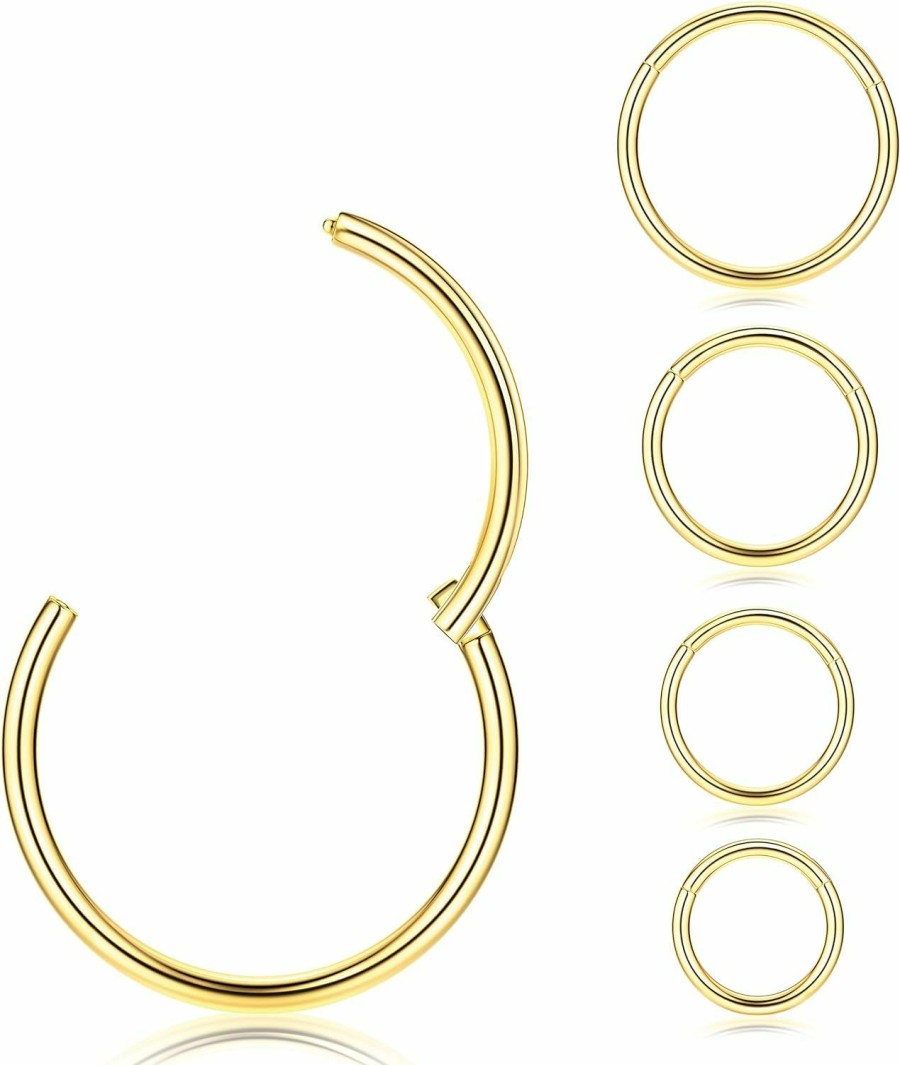 MILACOLATO Milacolato 5Pcs G23 Titanium Nose Rings Hoops 20G 18G 16G Clicker Body Piercing Rings For Septum Cartilage Daith Rook Lip Tragus Helix Conch Ear Lobe Earrings Hypoallergenic Nose Piercing Jewelry Women Men 6/7/8/9/10Mm | Body Piercing Rings