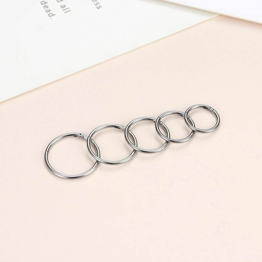 MILACOLATO Milacolato 5Pcs G23 Titanium Nose Rings Hoops 20G 18G 16G Clicker Body Piercing Rings For Septum Cartilage Daith Rook Lip Tragus Helix Conch Ear Lobe Earrings Hypoallergenic Nose Piercing Jewelry Women Men 6/7/8/9/10Mm | Body Piercing Rings