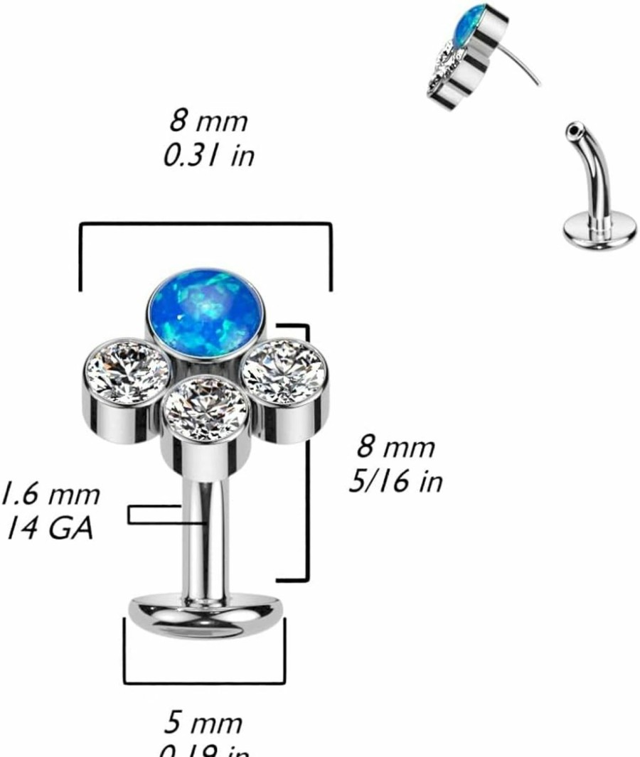 Pierced Owl Pierced Owl 14Ga F136 Implant Grade Titanium Threadless Convex Base Synthetic Opal And Cz Crystal Cluster Floating Belly Button Ring | Body Piercing Rings