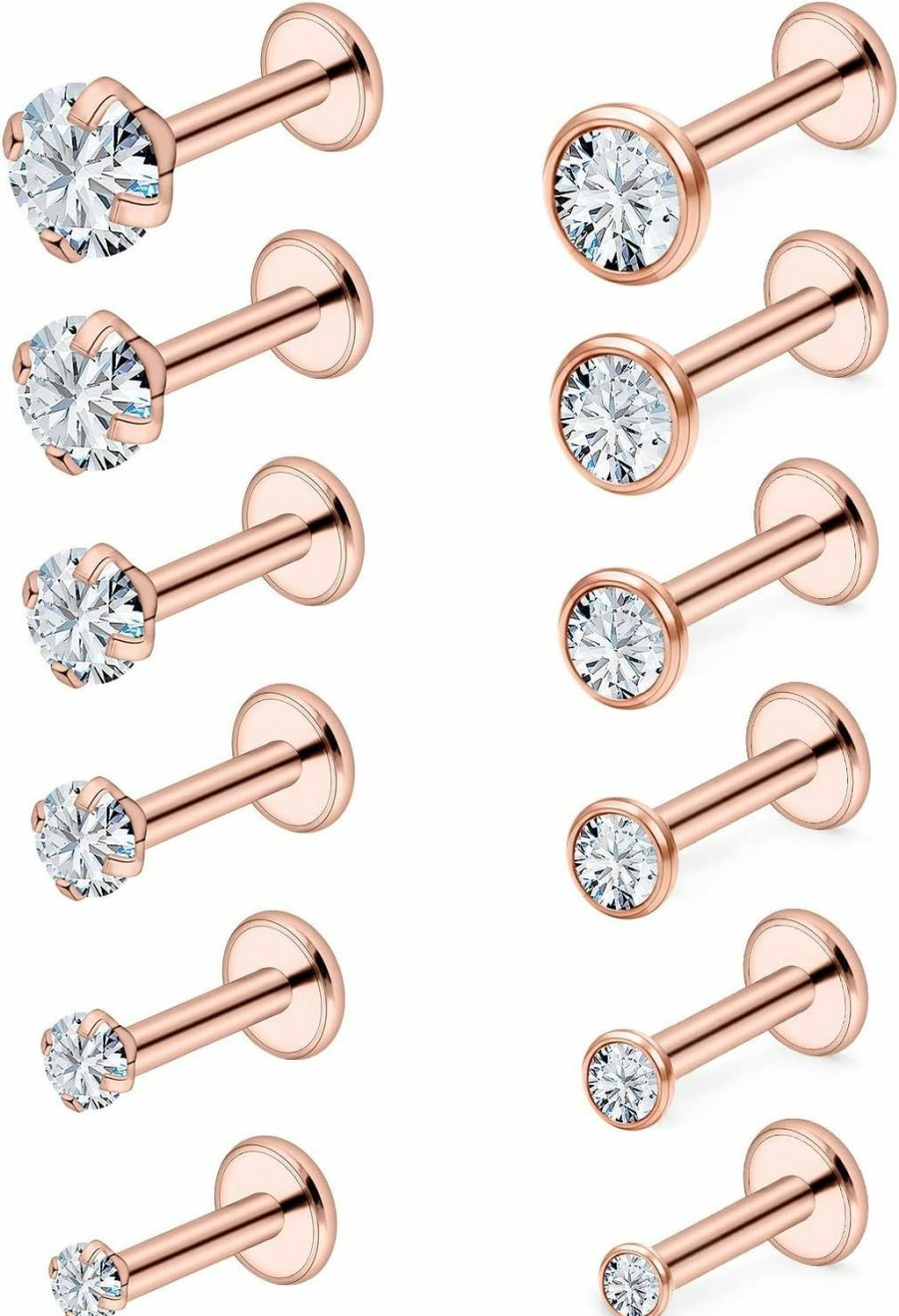 Vsnnsns Vsnnsns 16G Lip Rings Stainless Steel Labret Jewelry Monroe Lip Rings Nail Cartilage Tragus Helix Earrings Studs Medusa Piercing Jewelry For Women Men Cubic Zirconia 2Mm/2.5Mm/3Mm/3.5Mm/4Mm/4.5Mm | Body Piercing Rings