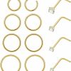 LOREMOW Loremow 12Pcs 20G Stainless Steel Hinged Nose Rings Hoops For Men Women L Shaped Nose Studs Cartilage Hoop Earring Helix Tragus Hoop Clicker Nose Piercing Jewelry | Body Piercing Rings