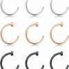 MILACOLATO Milacolato 6-9Pcs G23 Titanium Nose Rings Hoops 18G 20G C-Shape Fake Nose Ring Disc Hypoallergenic Lip Nostril Body Piercing Jewelry Rings For Women Men 8Mm 10Mm 12Mm | Body Piercing Rings