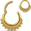 MOQIKAKA Moqikaka16G 8Mm Floral Nose Rings Hoops, Surgical Steel Septum Rings Hoops, Hinged Segment Nose Lips Helix Cartilage Clicker Hoop Earrings For Rook Daith Tragus Piercing Rings For Women Men Girls | Body Piercing Rings