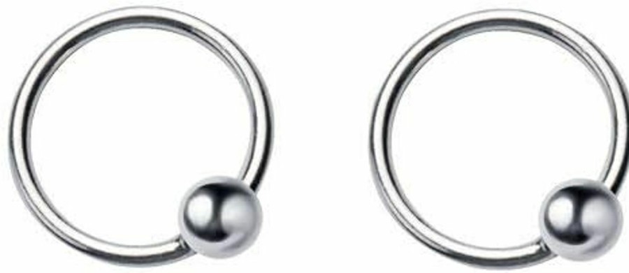 Dtja 20G Sterling Silver Ball Bead Sleeper Tiny Small Hoop Earrings Tragus Cartilage Nose Rings Septum Dainty Piercing Huggie Hoops | Body Piercing Rings