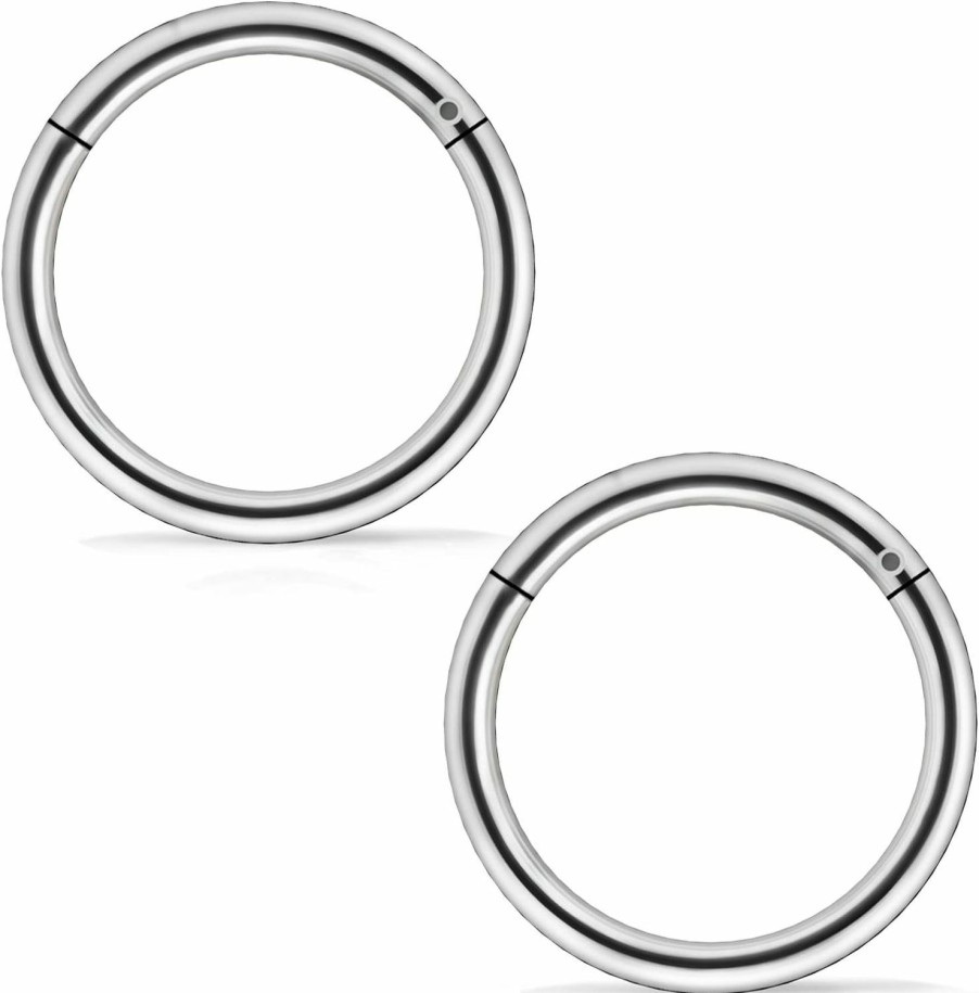 Vsnnsns Vsnnsns Hinged Segment Clicker Pa Rings Spring Action Cbr Monster Screwball Rings Septum Nose Rings 316L Surgical Steel Internally Threaded 2G 4G 6G 8G Pierced Body Jewelry For Women Men | Body Piercing Rings