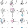 JOERICA Joerica 12 Pcs 20G Dangle Nose Rings For Women Nose Stud L Shaped Stainless Steel Nose Ring Hoops Butterfly Heart Moon Flower Evil Eye Crown Cz Dangling Nose Piercing Jewelry | Body Piercing Rings