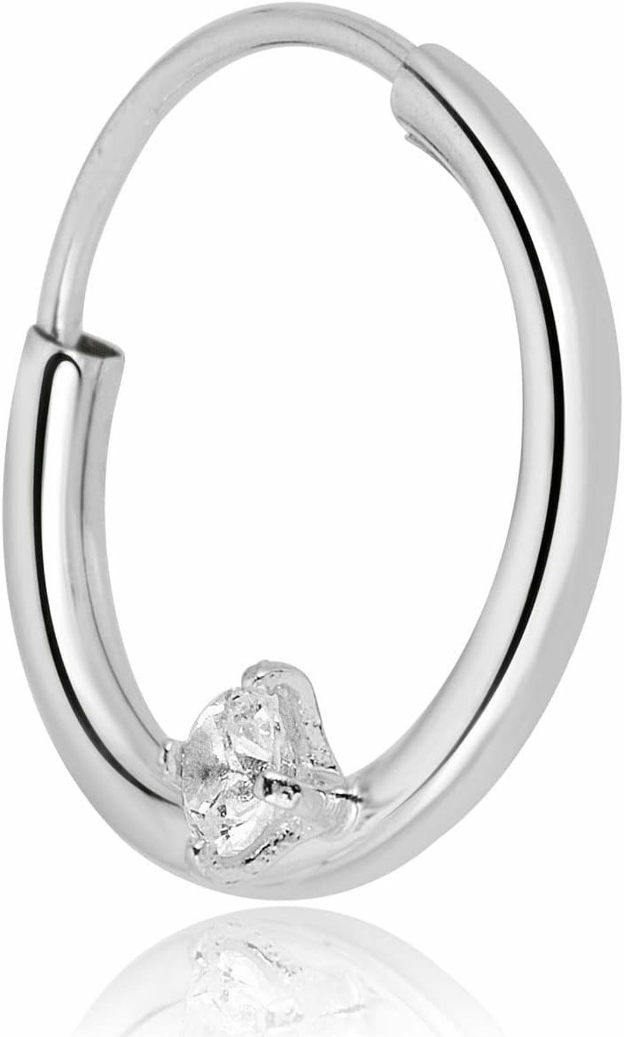 AVORA Avora 14K Gold Simulated Diamond Cz Solitaire Cartilage Hoop - 050 Gauge | Body Piercing Rings