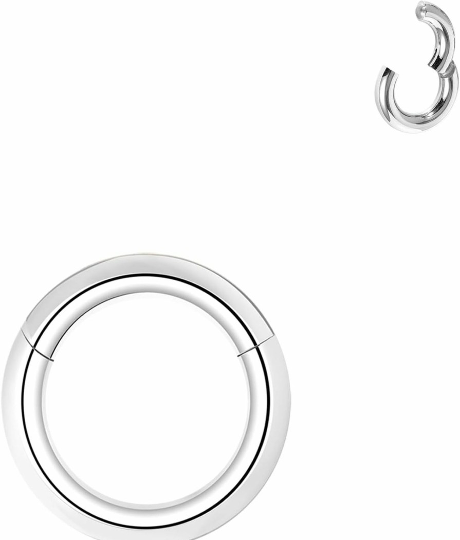 ZS Zs Hinged Segment Clicker Pa Ring Spring Action Bcr Rings, 2G 4G 6G 8G 10G 12G Septum Nose Rings, Surgical Steel Pierced Body Jewelry For Men Women | Body Piercing Rings