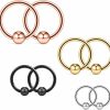 Ruifan Ruifan 20G 16G 14G 12G Surgical Steel Captive Bead Nose Hoop Septum Earring Eyebrow Tongue Lip Nipple Helix Tragus Piercing Rings 8Mm,10Mm,12Mm,14Mm | Body Piercing Rings