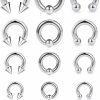 Uqnwbdq Uqnwbdq 6G 8G 12G 14G 16G Large Septum Rings Gauges Tunnels Plugs Earrings Stretching Kit Horseshoes 316L Surgical Steel Captive Bead Ring Cbr Pa Rings Pierced Jewelry For Women Men | Body Piercing Rings