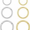 KANOUE Kanoue 6 Pcs Surgical Steel Nose Rings 16G Septum Rings, Lip Rings, Tragus Piercing Jewelry, Cartilage Ear 8Mm/10Mm/12Mm, Body Piercing Rings, Silver And Gold Nose Ring Hoop | Body Piercing Rings