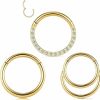 KREZIP Krezip 3Pcs Septum Jewelry Surgical Steel Double Hoop Nose Rings 16G Hinged Cz Septum Rings Septum Clicker Rings Cartilage Earring Conch Cubic Zirconia Piercing Jewelry 8Mm/10Mm | Body Piercing Rings