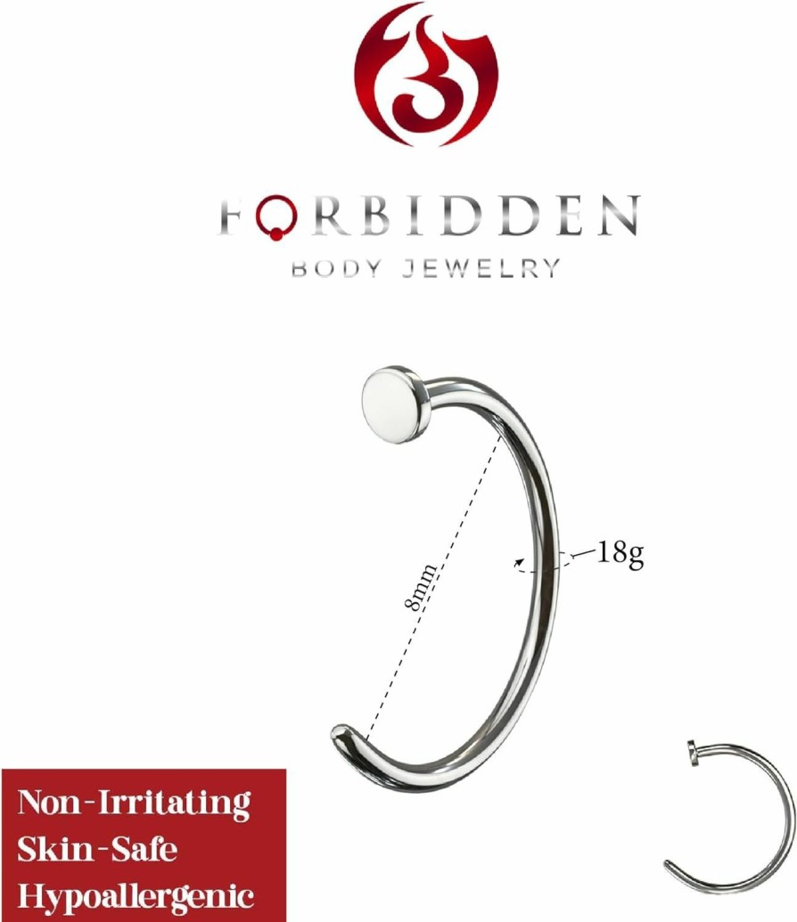 Forbidden Body Jewelry Forbidden Body Jewelry Solid Titanium Nose Hoop Ring, 100% Nickel Free And Hypoallergenic | Body Piercing Rings