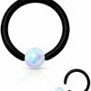 WildKlass Jewelry Wildklass Jewelry Opal Captive Bead Synthetic 316L Surgical Steel Ring (16G 5/16\" 8Mm Opal White) | Body Piercing Rings