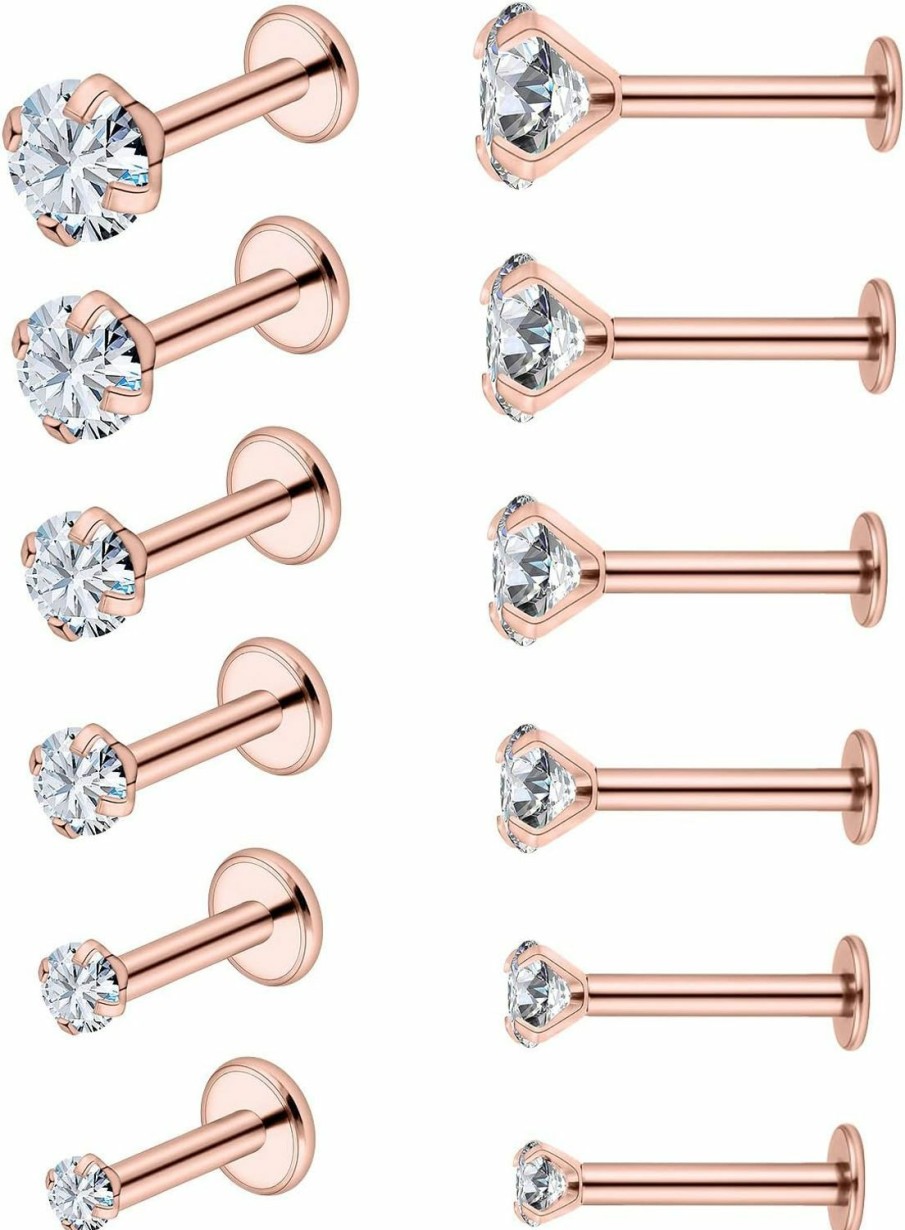 Vsnnsns Vsnnsns 16G Lip Rings Stainless Steel Labret Jewelry Monroe Lip Rings Nail Cartilage Tragus Helix Earrings Studs Medusa Piercing Jewelry For Women Men Cubic Zirconia 2Mm/2.5Mm/3Mm/3.5Mm/4Mm/4.5Mm | Body Piercing Rings