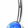 Pierced Owl Pierced Owl - 14G G23 Implant Grade Titanium Internally Threaded Top Round Bezel Set Synthetic Opal Cluster Navel Belly Button Ring | Body Piercing Rings