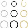 LANGSIDI 9 Pcs Nose Rings Hoops 16G 18G Septum Ring 316L Stainless Steel Nose Rings,For Nose,Septum,Cartilage Piercing Jewelry,8Mm/10Mm/12Mm/Silver/Black/Gold | Body Piercing Rings