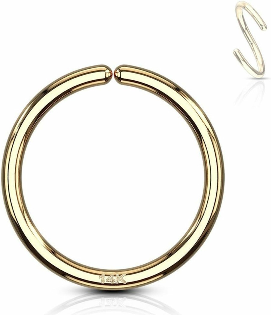 Forbidden Body Jewelry Forbidden Body Jewelry 20G 8Mm Solid 14K Gold Hoop Ring For Nose And Cartilage Piercings | Body Piercing Rings