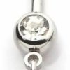 Pierced Owl Pierced Owl 14Ga 316L Stainless Steel Cz Crystal With Dangling Red Enamel Mushroom Belly Button Ring | Body Piercing Rings