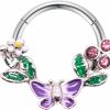 VERAMI Verami 316L Septum Rings Hoop, 16G Surgical Stainless Steel Segment Nose Rings,Butterfly Flower Cartilage Clicker Hoop Earrings For Rook Daith Tragus, Hypoallergenic For Men And Women | Body Piercing Rings