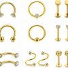 Jovivi Jovivi 16G Lip Rings Stainless Steel Monroe Labret Studs Cartilage Tragus Earrings Nose Ring Hoop Lobe Daith Rook Helix Earring Stud Barbell Piercing Jewelry For Women Men 14 Pcs | Body Piercing Rings