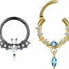 EVISPOL Evispol Daith Piercing Jewelry,Bat Septum Rings 16G Septum Jewelry Dragon Claw Nose Rings Helix Piercing Jewelry Daith Jewelry Cartilage Piercing Jewelry Septum Clicker Rook Piercing Jewelry Butterfly Septum Piercings Tragus Piercing Jewelry Daith Earring Septum Piercing Jewelry For Women Men | Body Piercing Rings