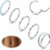 FIBO STEEL Fibo Steel 5 Pcs Stainless Steel Navel Rings For Women Double Belly Button Rings Belly Piercing Jewelry Navel Rings | Body Piercing Rings