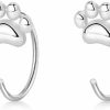 Izpack Tiny Puppy Paw Print Half Hoop Earrings 925 Sterling Silver Cartilage Tragus Piercing Small Stud Cuff Nose Ring Fake Huggie Hoops Earring Fashion Jewelry Gifts For Women Girls Senstive Ears | Body Piercing Rings