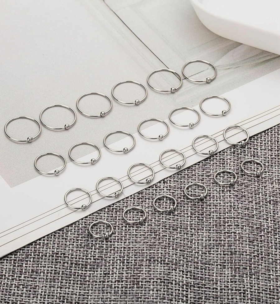 YOVORO Yovoro 24Pcs 20G Stainless Steel Nose Rings Hoop Cartilage Helix Ear Piercing Tragus Body Jewelry | Body Piercing Rings