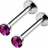 BanaVega Banavega 2Pcs Surgical Steel Labret 16 Gauge 5/16 8Mm 3Mm Crystal Cartilage Earrings Monroe Piercing Jewelry Choose Colors | Body Piercing Rings