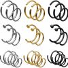 Yolev Yolev 27Pc Nose Rings Hoop Nose Ring Surgical Steel Uni Dainty Tiny 18K Real Gold Plating Cartilage Huggie Hoop Earrings Stainless Steel 20G Gauge 8Mm 10Mm 12Mm Piercing Hoops Jewelry | Body Piercing Rings