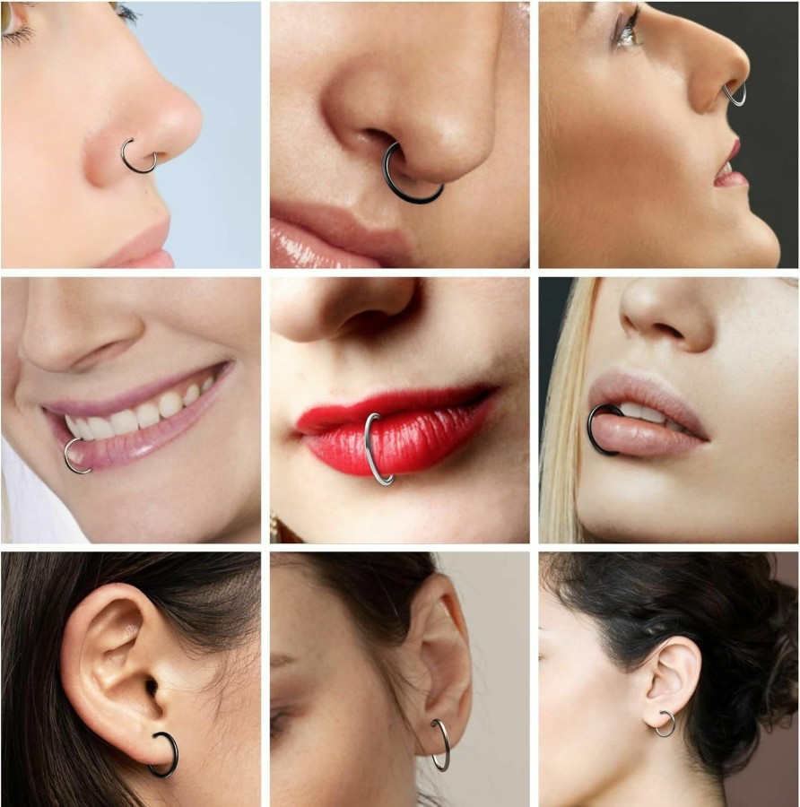 Yolev Yolev 27Pc Nose Rings Hoop Nose Ring Surgical Steel Uni Dainty Tiny 18K Real Gold Plating Cartilage Huggie Hoop Earrings Stainless Steel 20G Gauge 8Mm 10Mm 12Mm Piercing Hoops Jewelry | Body Piercing Rings