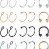 FECTAS Fectas 20G Nose Rings Hoop Nose Ring Surgical Steel 20 Gauge 8/10/12Mm Piercing Small Hoops Jewelry For Women Men | Body Piercing Rings