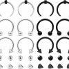 Ovxznts Ovxznts 16G 14G Surgical Steel Septum Rings Nose Septum Horseshoe Hoop Lip Smiley Piercing Jewelry Eyebrow Ring Daith Earrings Replacement Ball And Spike Set | Body Piercing Rings