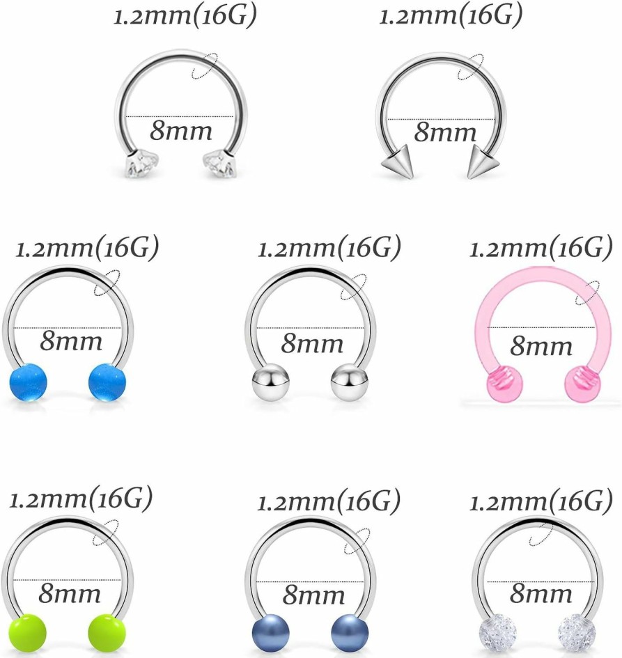 Vsnnsns Vsnnsns 16G Surgical Steel Horseshoe Nose Septum Rings Piercing Jewelry Cartilage Helix Tragus Earring Hoop Lip Horseshoe Ring Piercing Jewelry Retainer For Women Men 10Mm 40Pcs | Body Piercing Rings