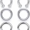 Kridzisw Ocptiy 6G 8G Large Septum Rings Silver Pa Ring Surgical Steel Heavy Hinged Clicker Gauges Earrings Stretching Kit Horseshoe Captive Bead Piercing Ring Thick Hoops Earrings For Women Men 12Mm 16Mm | Body Piercing Rings